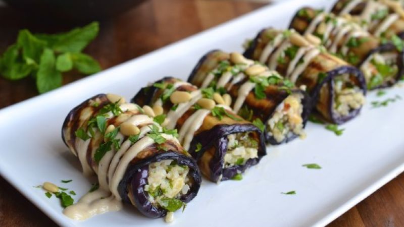 رولات الباذنجان بجبنة الفيتا